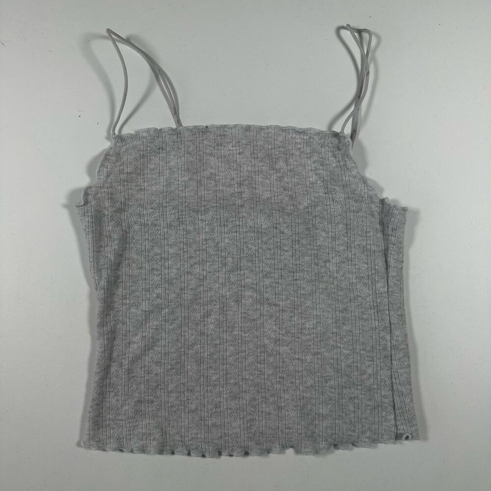 Garage Cropped Eyelet Lettuce Trim Crop Tank SMALL